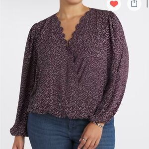 Nine Britton Ivana Scallop Blouse Dark Purple